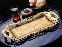 192-198 Double person Rectangle golden , silver color coated tray 
