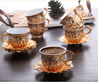 082 Golden color Ahsen tiryaki brown design coffee set
