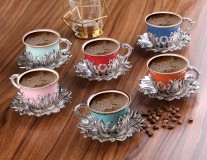 091 Silver Ahsen tiryaki color coffee set 