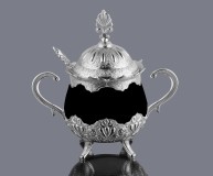216 Black porcelain silver color coated zinc sugar pot